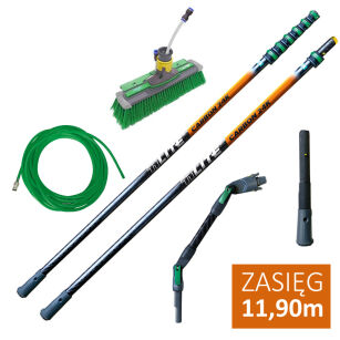 UNGER Kij teleskopowy nLite CARBON 24K 11,90m kompletny z adapterem 42cm, wężem 25m i szczotką 28cm